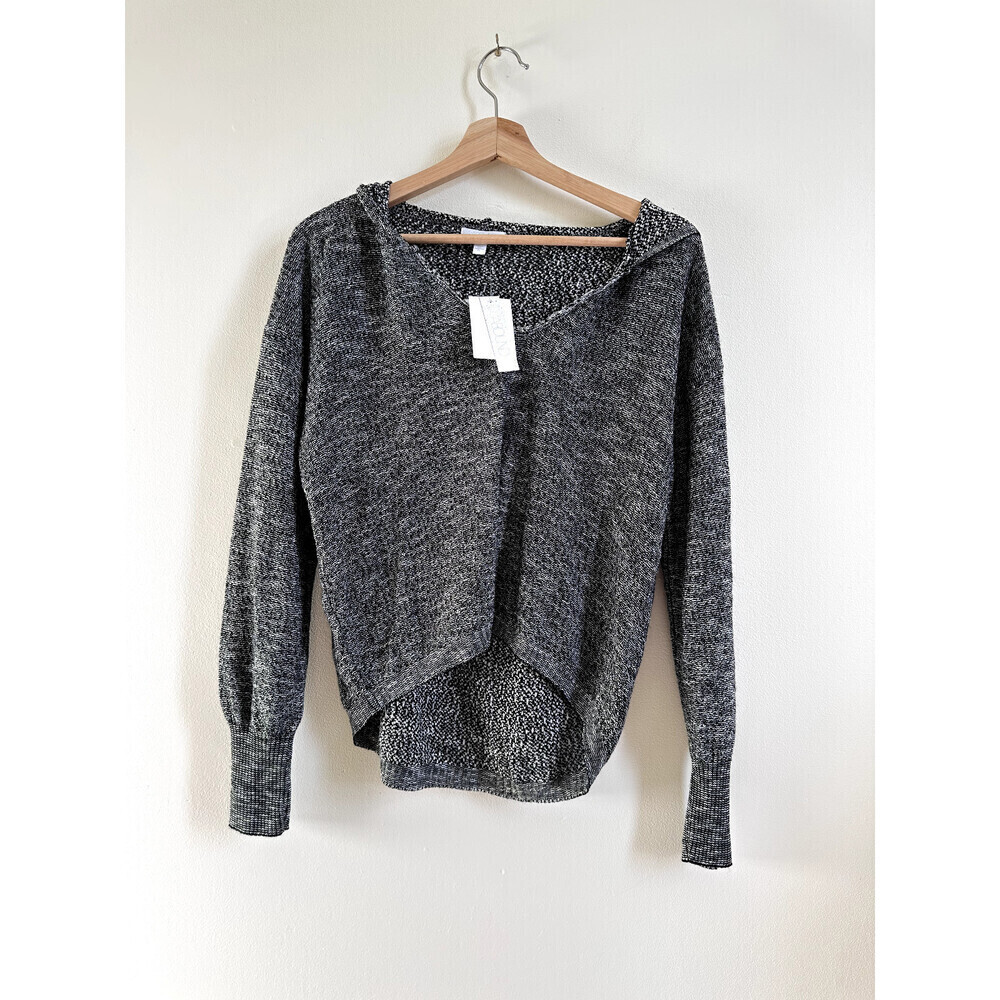 Abound Women's Marled Knit Hoodie Sweater In Black stripe Size S Made In USA